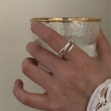 可以洗手的戒指系列厚银色质感美呀ins博主种草款三个圈嵌式L14/3