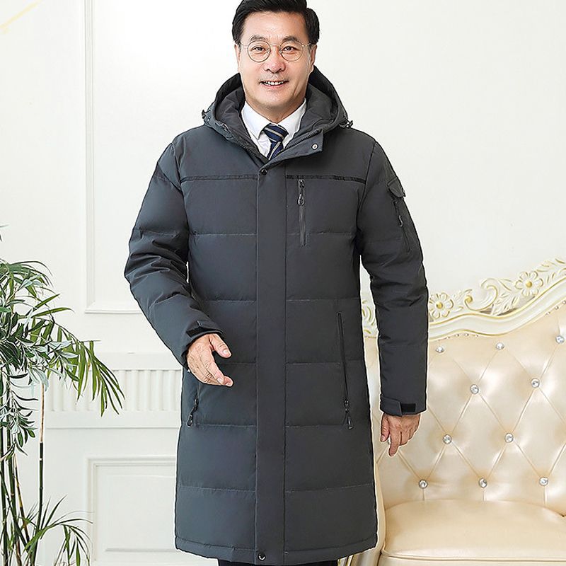 老人外套男冬季新款中老年羽绒服爸爸装中长款加厚连帽爷爷代货热