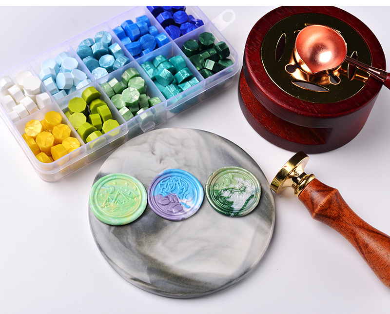 火漆套装请柬火漆蜡粒混色珠光色火漆印章蜡粒24色盒装火漆蜡套装