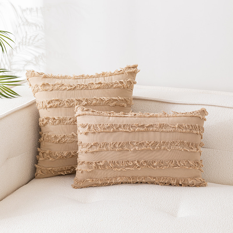 Bohemian Style Cotton and Linen Cushion Case INS Style Pillow without Core Cut Flower Tassel Sofa Cushion with Core