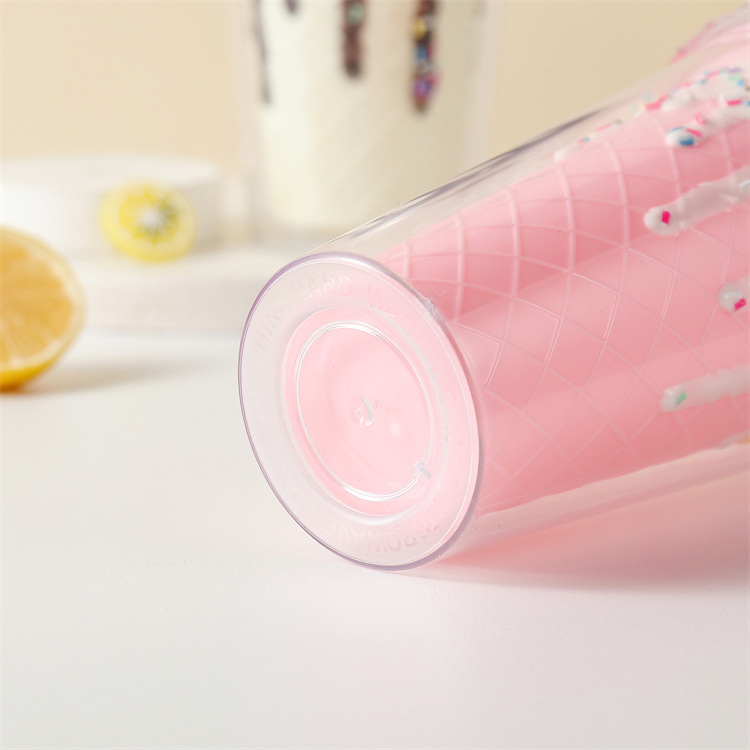 New Cute Bear Ice Cream Ice Cup Summer Fashion Drink Iced Water Cup Creative Doll Straw Cup