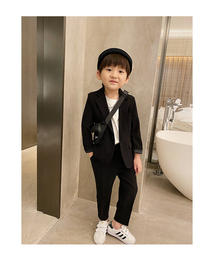儿童礼服夏季花童男童小孩西装套装男孩钢琴演出服主持人西服英伦
