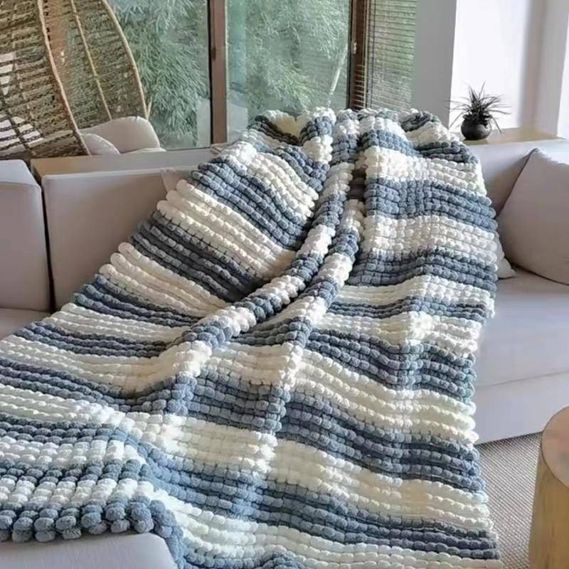 diy手工编织毛毯球球线毯子针织勾线盖毯织毯子粗毛线带全套工具