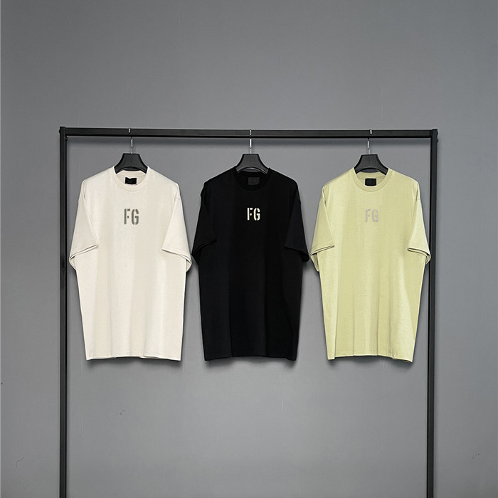 正确版fear of god第七季主线植绒富贵fg字母短袖 fog高街潮牌t恤