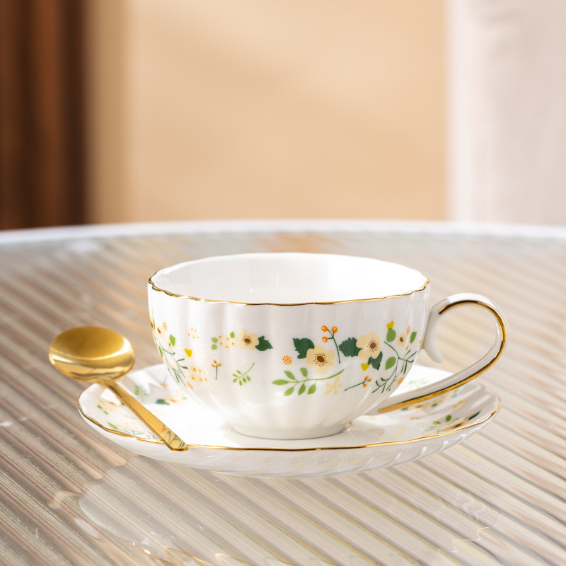 European Light Luxury Coffee Cup Suit British Style Afternoon Tea Teaware High-Grade Exquisite Scented Tea Cup Ceramic Coffee Set