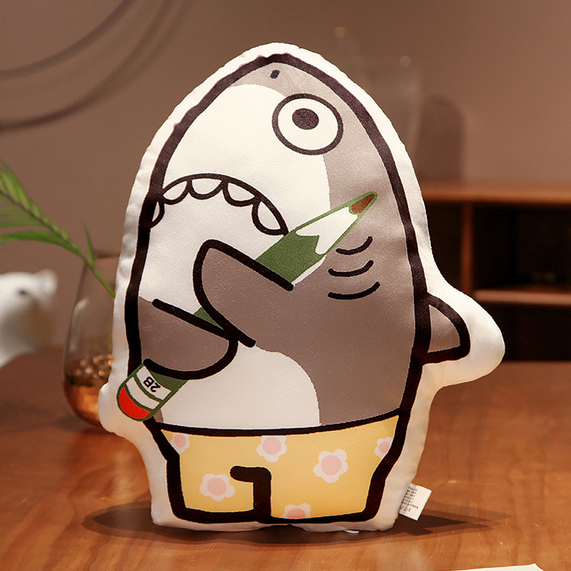 沙雕鲨鱼抱枕车载枕鲨币鲨瓜毛绒腰靠垫搞怪礼物整蛊午睡枕沙发垫