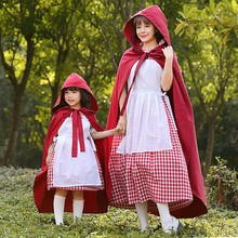 新款童话故事小红帽演出服 万圣节服装 话剧舞台表演 亲子装