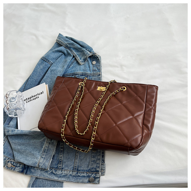 Women's Bag Autumn and Winter 2022 New Diamond Plaid Chain Bag Classic Style All-Match Shoulder Underarm Handbag for Women