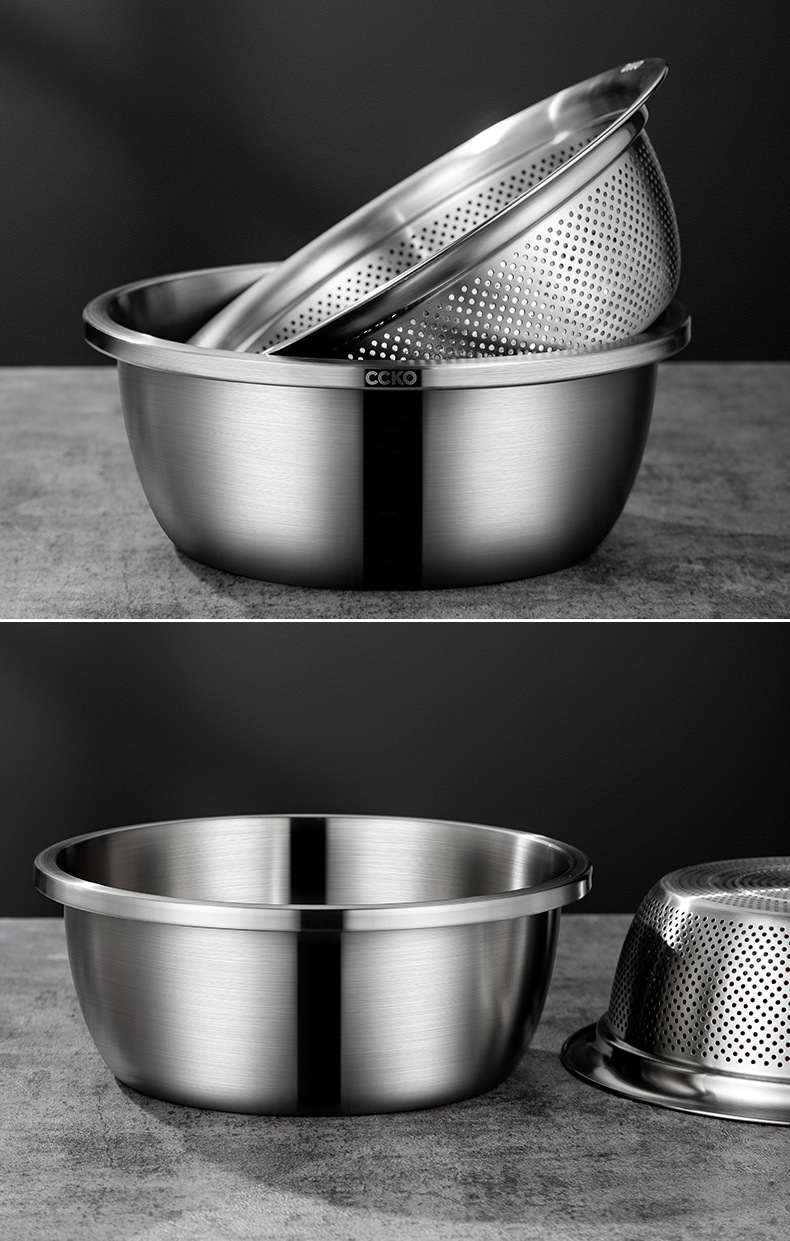 德国ccko食品级304不锈钢盆家用料理和面揉面厨房洗菜盆子汤沥盆