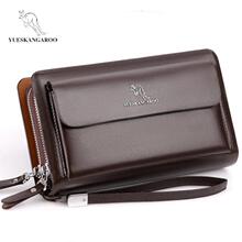 Men's Wallet Long Male Purse Vintage PU Leather Man Clutch跨