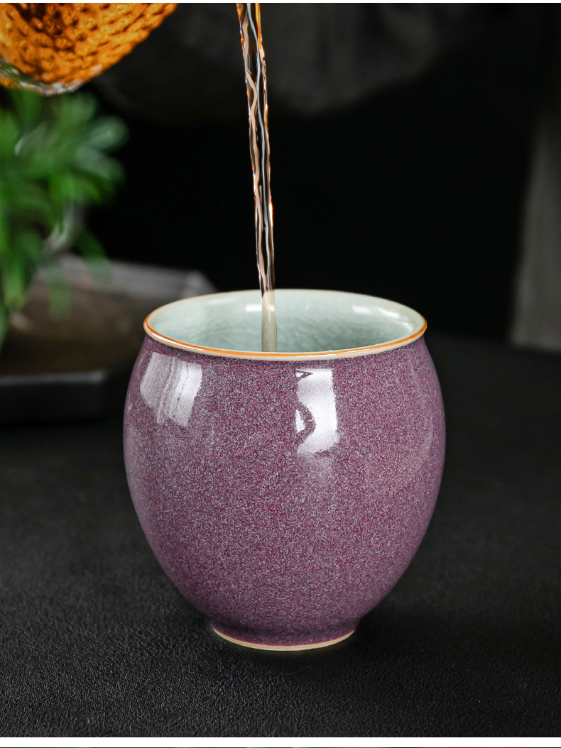 钧瓷新款中式钧窑茶杯陶瓷主人杯家用水杯单杯窑变个性的五大名窑