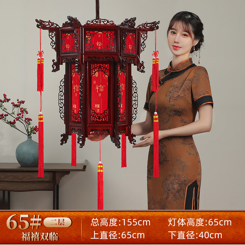 Wholesale Chinese Style Antique Lantern Solid Wood GD Street Outdoor Scenic Area Wedding Scenic Area Decoration Revolving Scenic Lantern