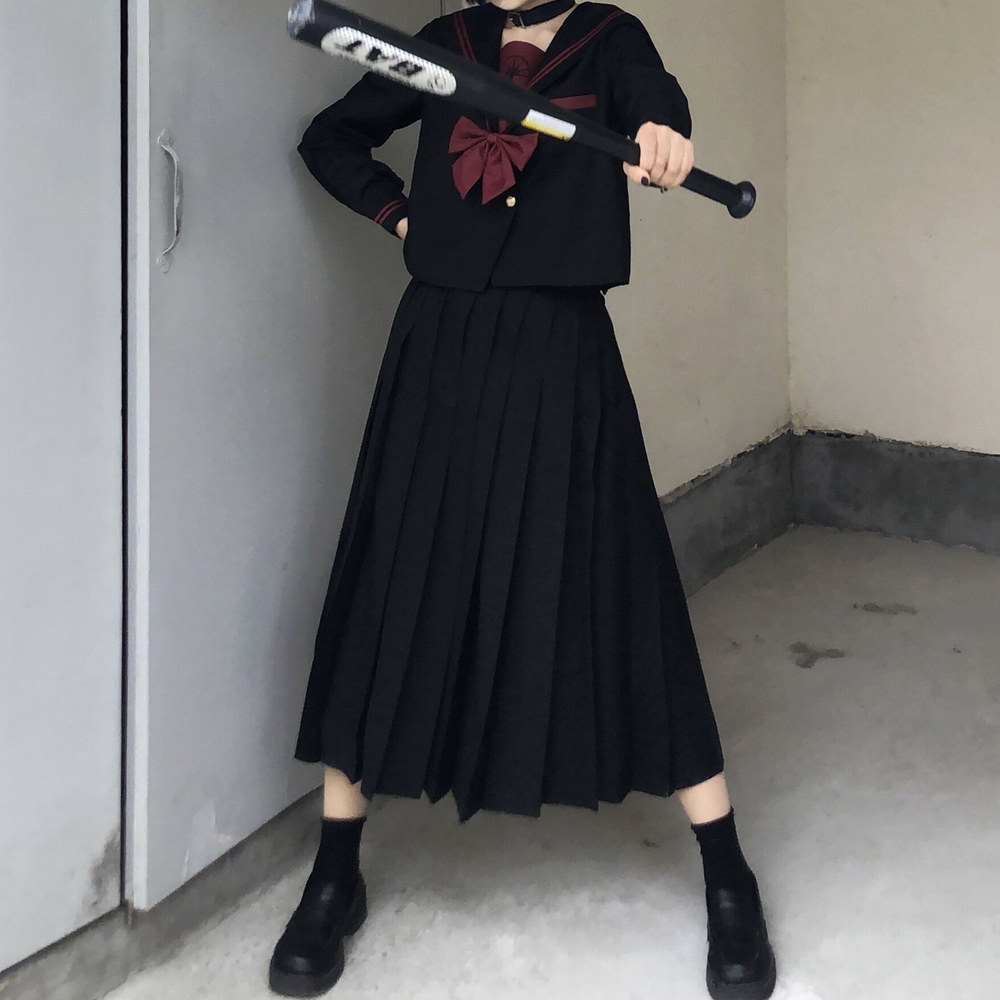 【神北jk】原创 狸猫社 jk制服暗黑不良少女长裙关西襟水手服套装