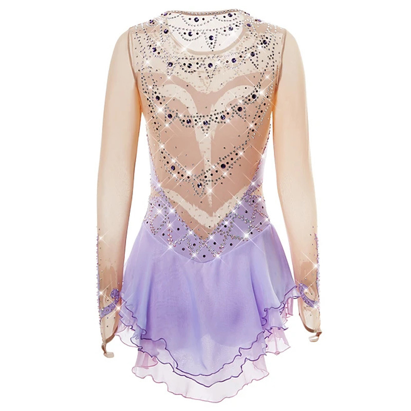liuhuo花样滑冰表演服定制儿童成人女童比赛考级裙子紫色bd-h48