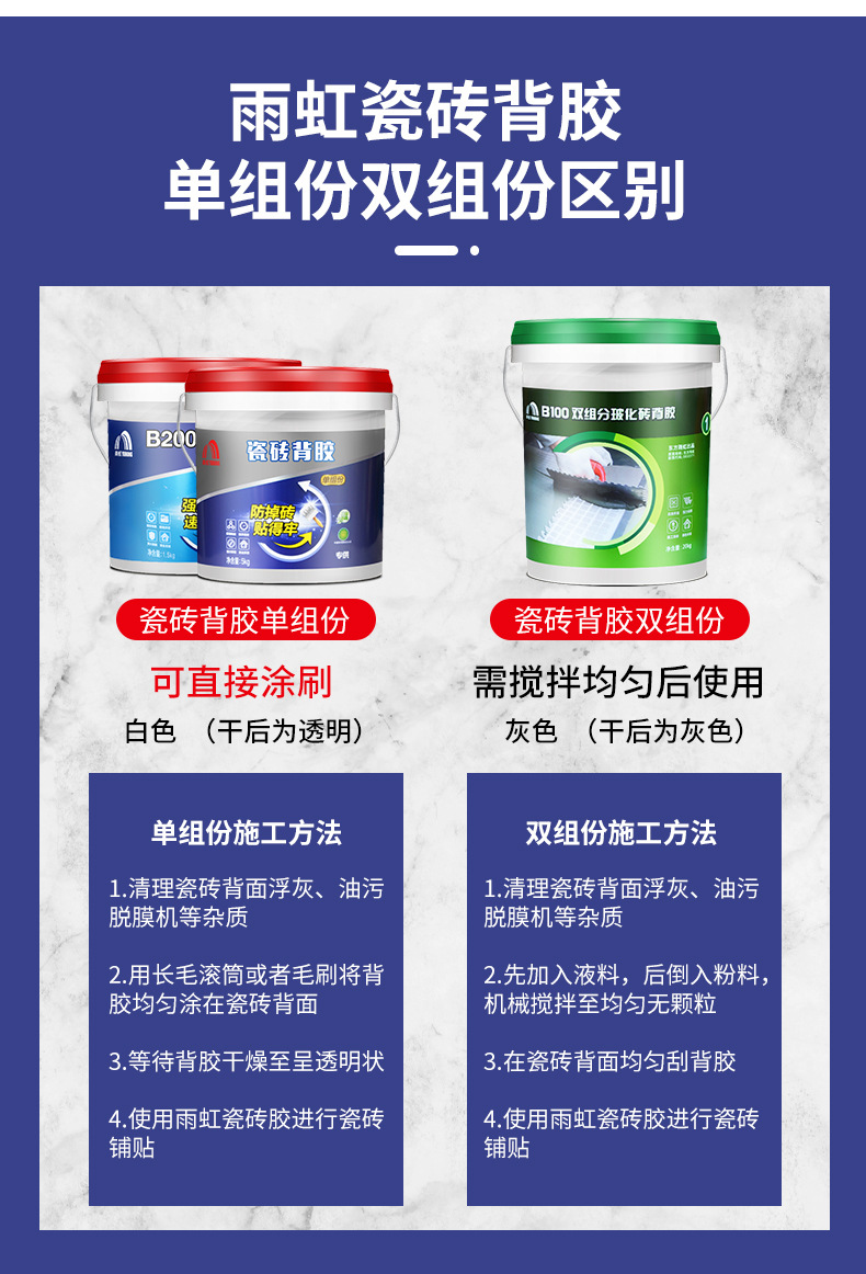 雨虹防水东方雨虹瓷砖背胶墙砖玻化砖桶装磁砖背涂粘接剂胶泥5kg
