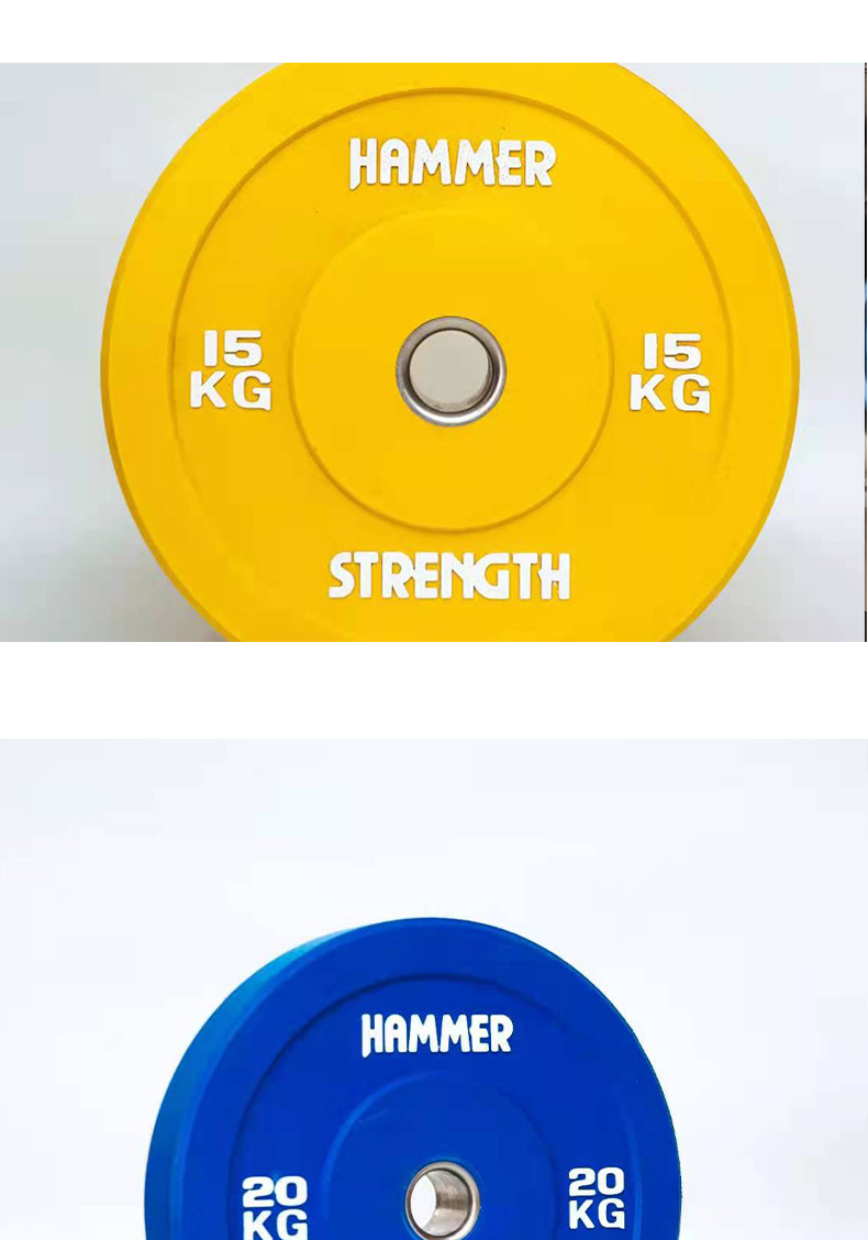 厂家批发彩色竞技杠铃片健身房全胶杠铃片大孔奥杆举重健身杠铃片