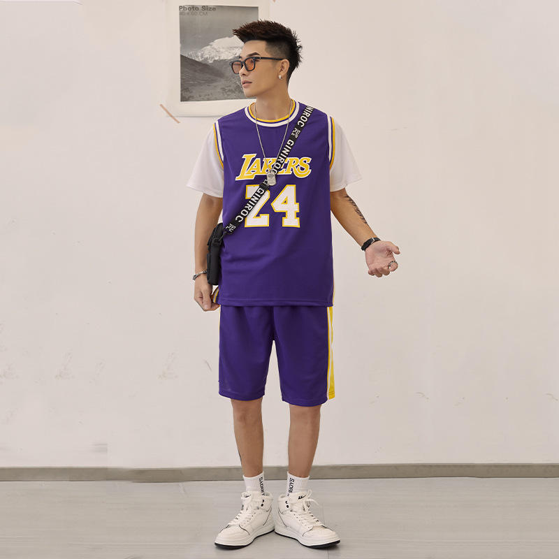 男学生篮球服夏季短袖运动套装青少年潮牌韩版大码男装速干两件套