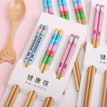 S78D儿童筷子勺子套餐幼儿园3-6岁 学习训练筷竹木短快子亲戚