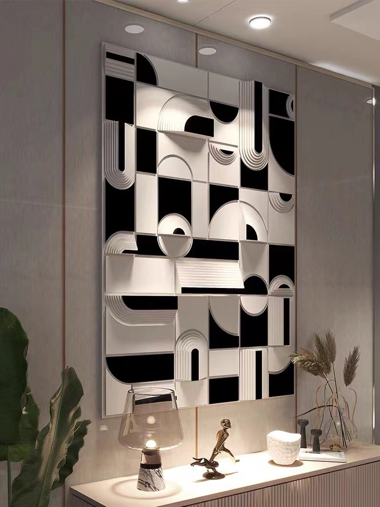 厂家定做北欧风简约玄关装饰画抽象木雕立体客厅壁画走廊楼道挂画