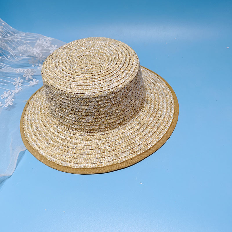 k2303 儿童帽子 麦秆锁边草帽 平顶草帽 宝宝夏日 出游遮阳防晒
