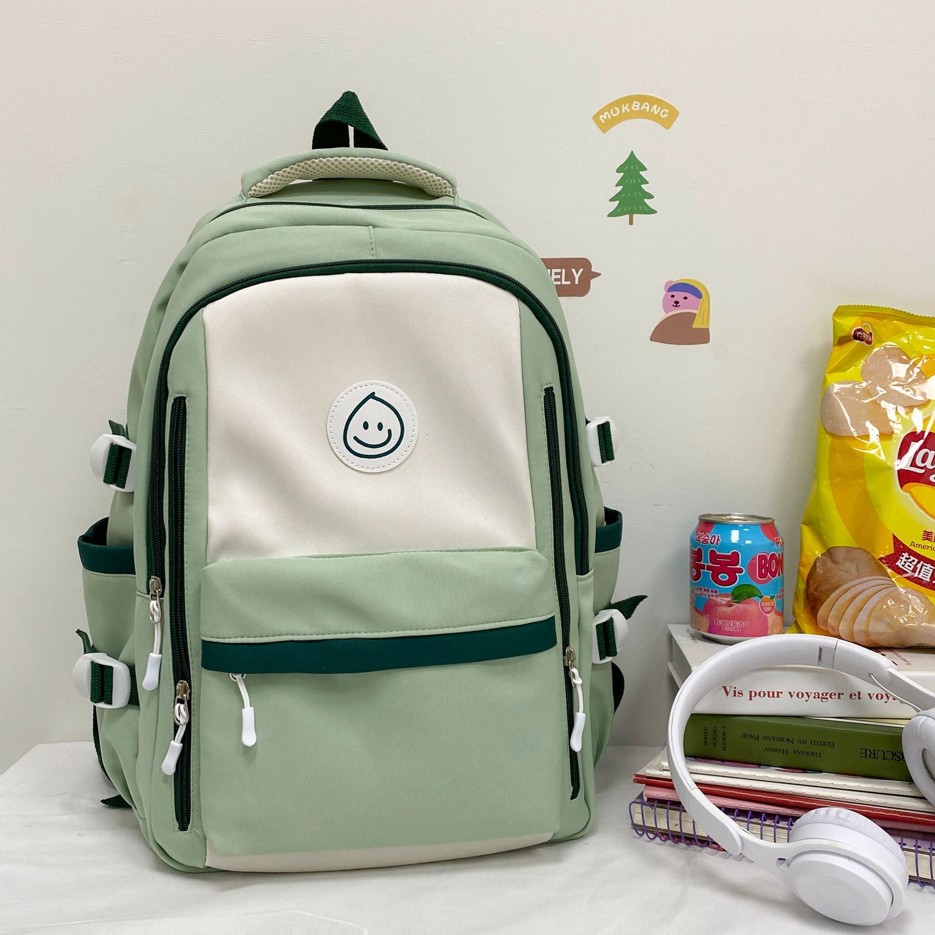 Schoolbag Female Korean Junior High School Student Multi-Layer Large Capacity Backpack Burden Reduction Middle School Student Casual All-Matching Backpack