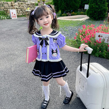 女童夏季库洛米短袖套装2024新款洋气夏装jk百褶裙子儿童时髦衣服