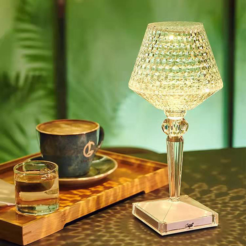 Cross-Border Internet-Famous Crystal Diamond Table Lamp LED Touch USB Night Light Creative Personality Atmosphere Bedroom Table Lamp