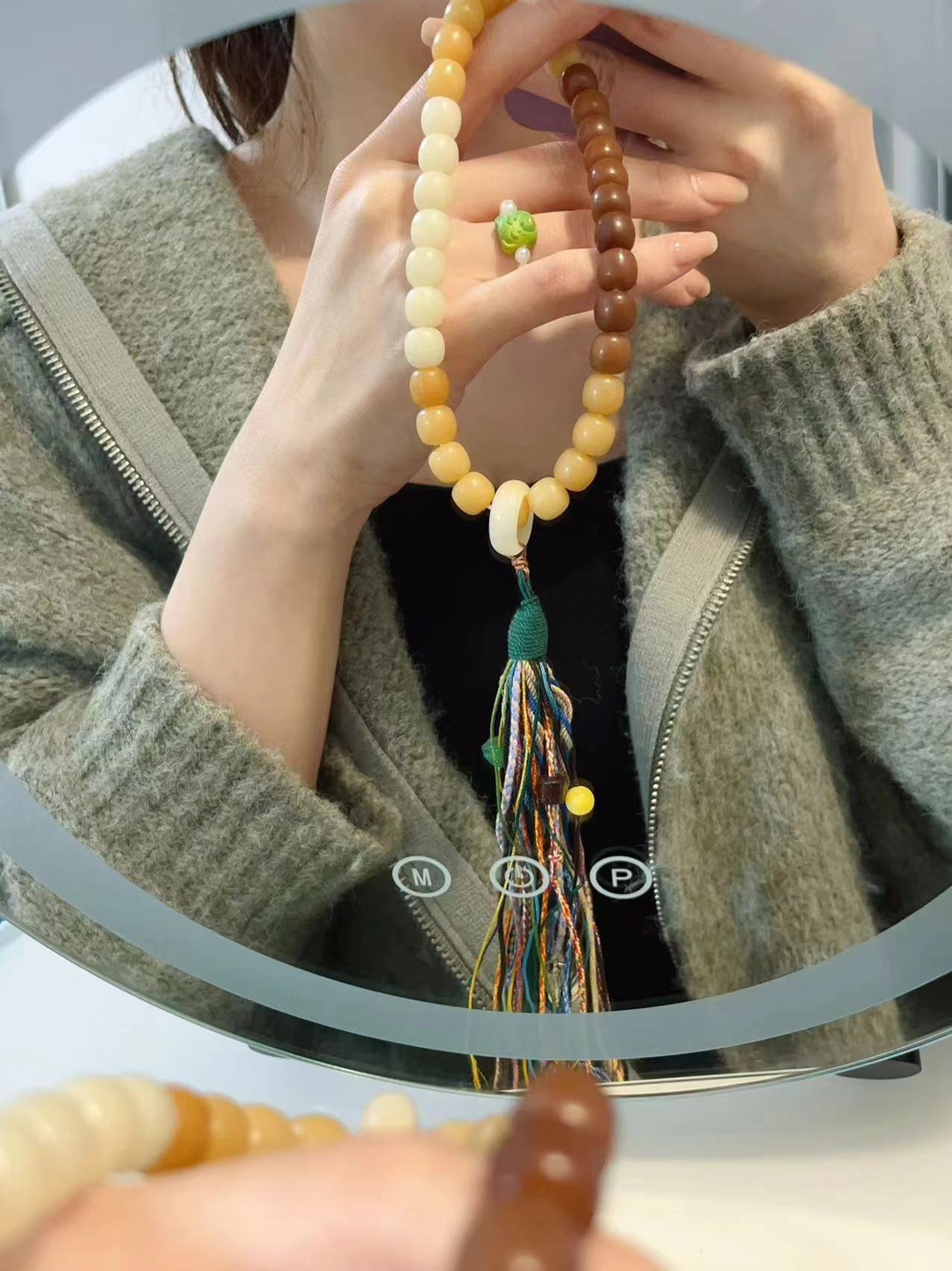 藏式精品菩提渐变手持搭配多宝流苏hg20文玩配饰佛珠手串吊坠项链