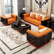 轻奢沙发客厅后现代奢华宾利头层牛皮样板房美式意式真皮组合沙发