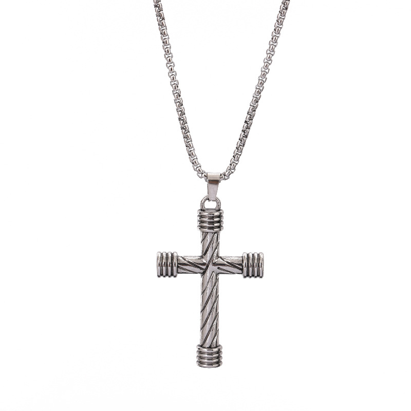 Europe and America Cross Border Foreign Trade Titanium Steel Vintage Cross Pendant Handsome Cool Hip Hop Accessories Necklace Clavicle Chain Jewelry