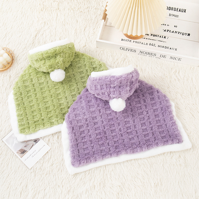 狗狗衣服秋冬睡觉披风小方格连帽斗篷保暖猫咪衣服小型犬宠物服装