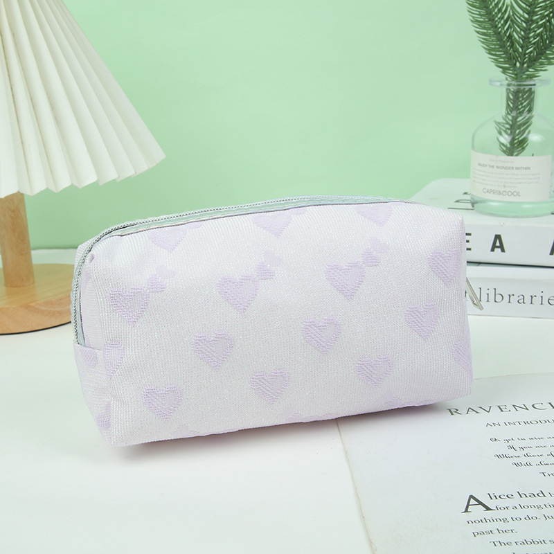 Love Pattern Cosmetic Bag Large Capacity Wash Bag Travel Fitness Cosmetics Storage Bag Student Pencil Case