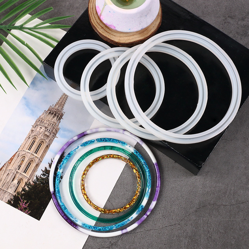 diy水晶滴胶树脂滴模具包包钥匙扣手环制作手镯模具圆形圈圈模具