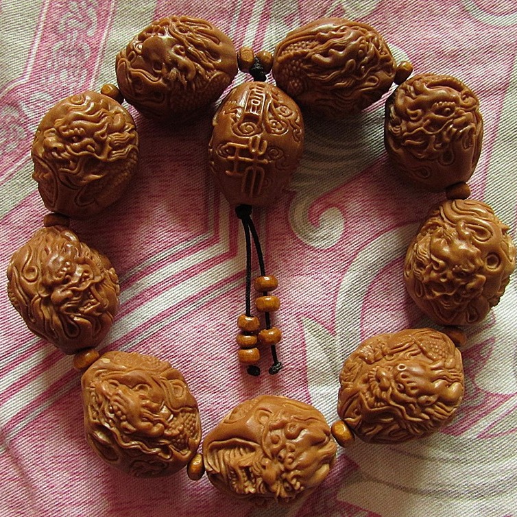 0橄榄核手串九龙献瑞吉祥男士文玩橄榄胡橄榄核雕大核手链-阿里巴巴