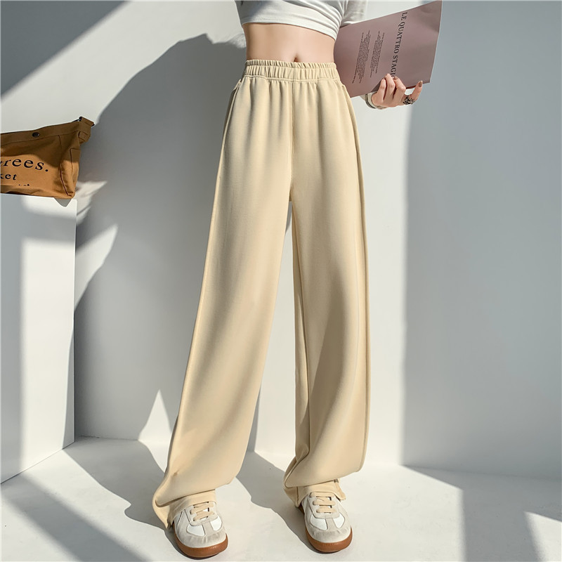 Air Layer Sickle Wide-Leg Pants Women's New Loose Slimming Casual Pants High Waist Elastic Mop Trousers