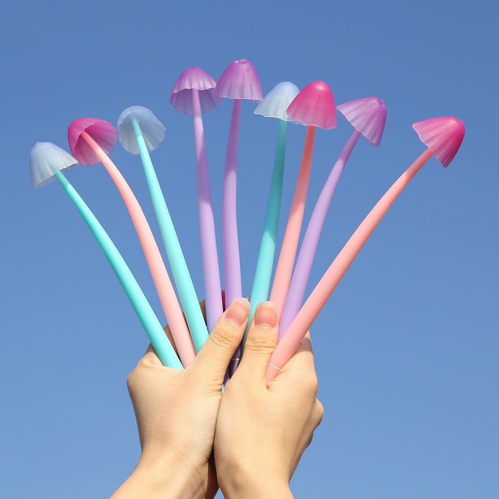 Light-Changing Mushroom Flower Silicone Gel Pen Simple Cute Student Test Pen Foreign Trade Popular Style Propelling Pencil