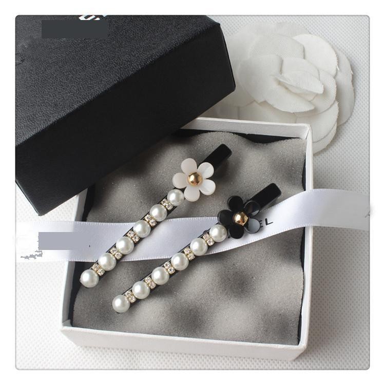 欧美小香风发夹可爱花朵珍珠一字夹清新女生珍珠鸭嘴夹发夹发饰