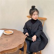 韩国童装女童连衣裙秋冬季儿童洋气夹棉菱格长裙棉裙小女孩公主裙