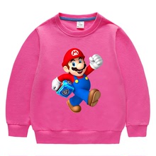 春秋玛丽super Mario新款中小童装圆领卫衣长袖男童棉质宝宝上衣