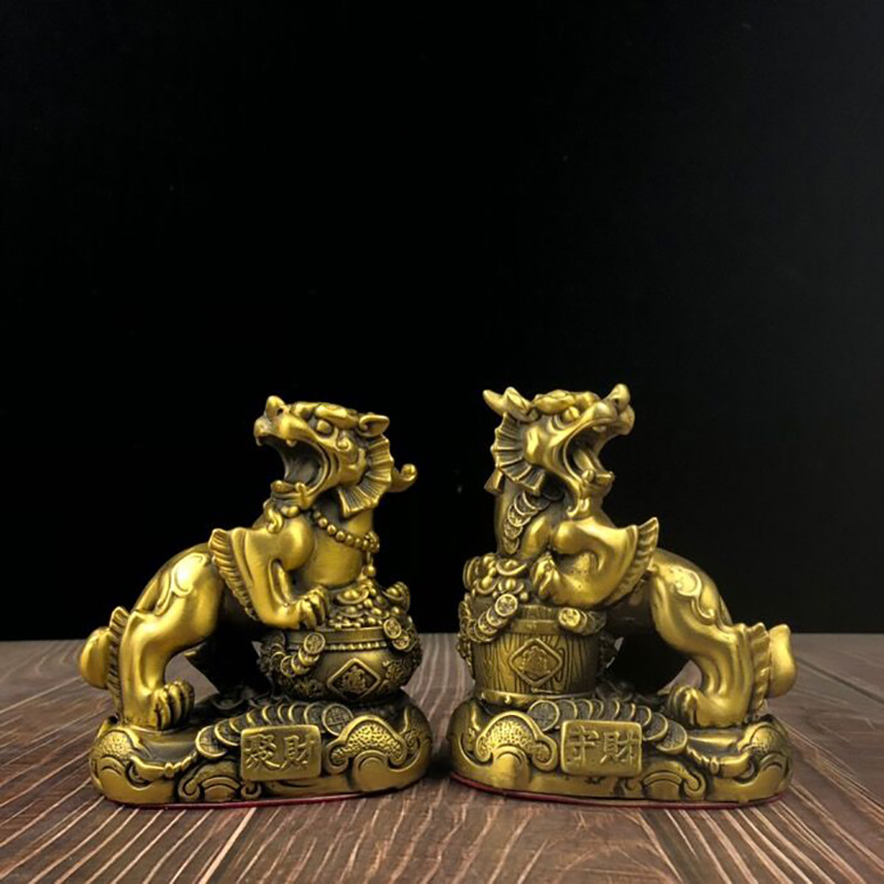 精工纯铜聚财守财如意聚宝盆貔貅摆设黄铜貔貅风水家居客厅摆件