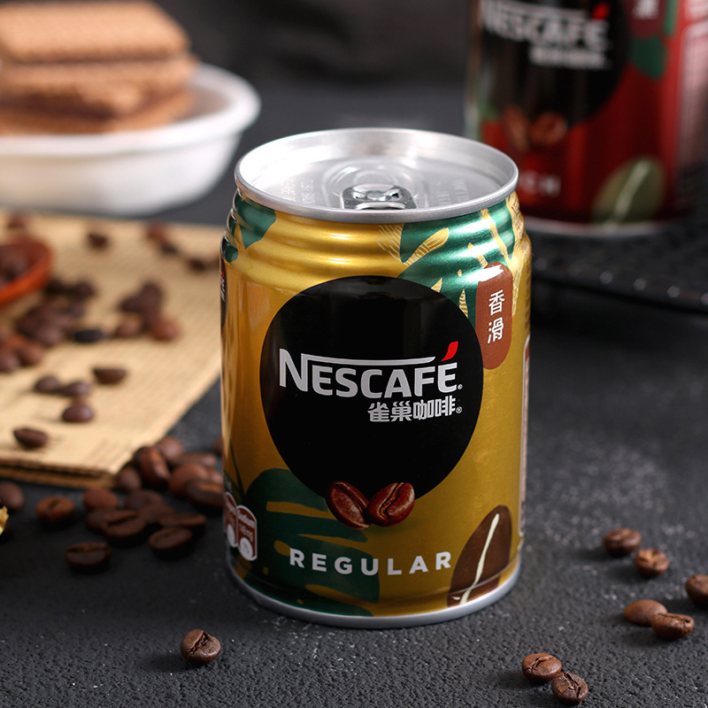 香港Nescafe雀巣香滑欧陆奶焙煎香浓办公携带黑咖啡饮料罐装250ml