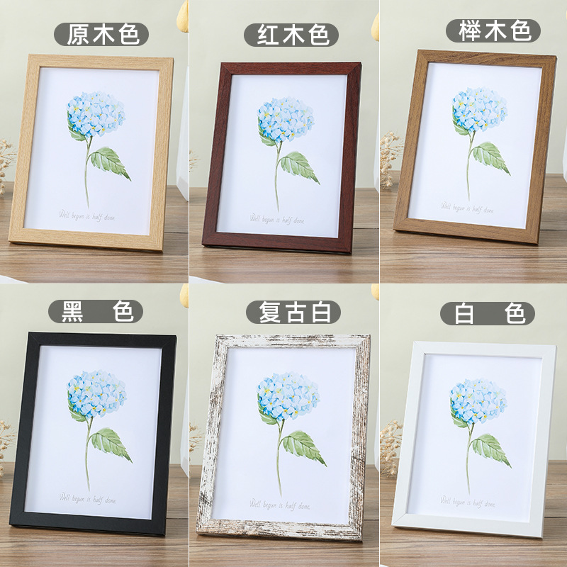 Creative Simple Diy Wooden Photo Frame Wholesale 5-Inch 6-Inch 7-Inch 8-Inch 10-Inch A4 Table-Top Picture Frame Decoration Photo Wall