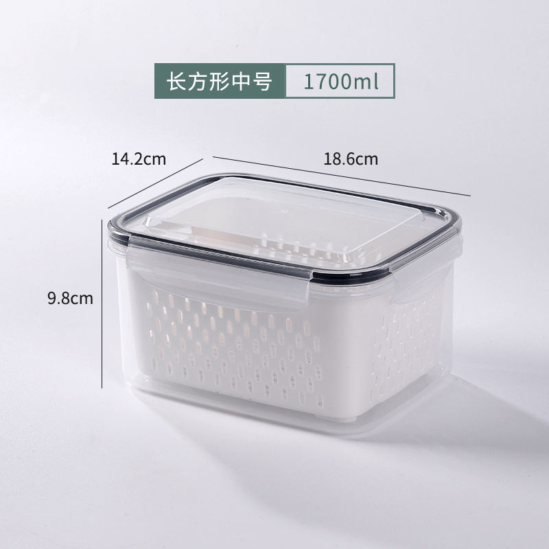 Japanese-Style Double-Layer Refrigerator Crisper Kitchen Food Frozen Sealed Fresh-Keeping Box Food Grade Plastic Storage Box