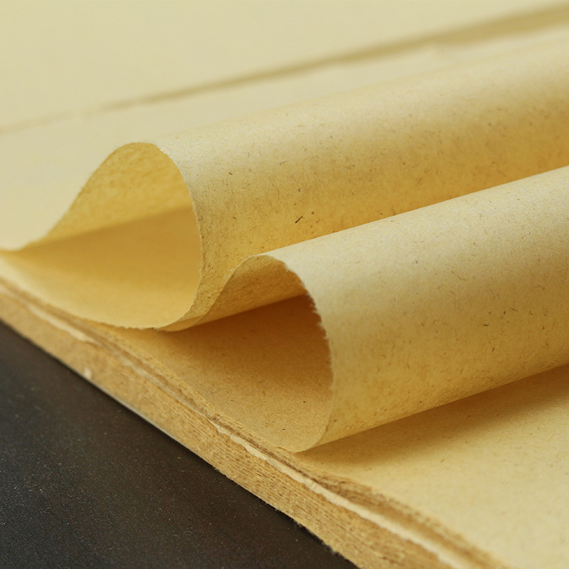 六尺对开纯竹浆毛边纸四尺整白色宣纸半生熟书法练习用仿古元书纸