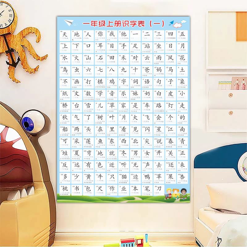 一年级下册生字表挂图拼音小学生语文上册儿童识字表墙贴幼儿认字