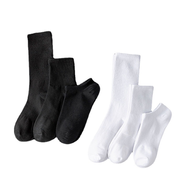 Black and White Two-Color Leisure Sports Socks Women's High Elastic Band Trendy Socks Waist Design 168-Pin Socks Men's and Women's Low Cut Socks