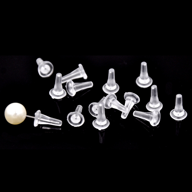 Plastic Transparent Earplug Sterling Silver Ear Stud Protective Cover Safety Anti-Tie Earrings Back Plug Single Hole Ear Can Not Be Forced through the Back of the Ear