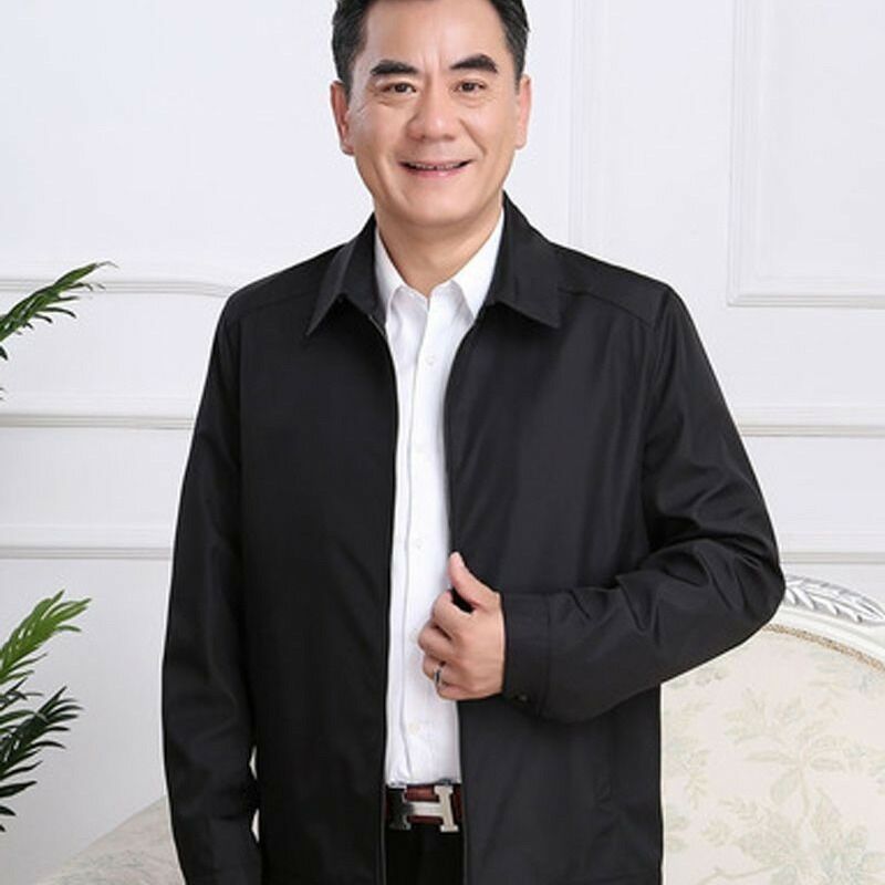 男士夹克外套男中老年男装春秋薄款老年人衣服宽松休闲新款爸爸装