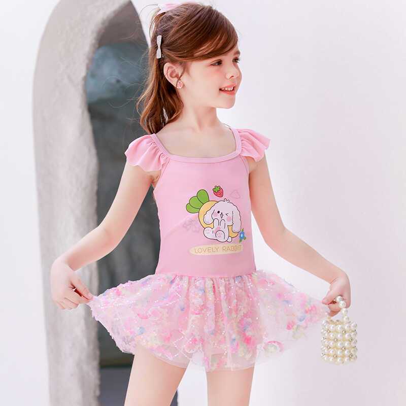 儿童泳衣女童连体公主裙可爱女孩女宝婴幼儿2岁3岁小童宝宝游泳衣