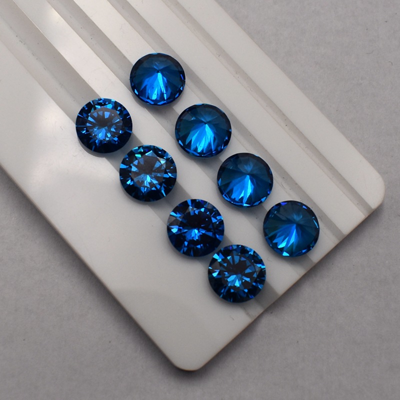 散珠瑞士蓝圆钻深海蓝宝石 深瑞士蓝托帕宝石裸石 镶嵌diy饰品